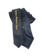 3-Fold Tie SEMANTICA in Dark Blue silk gauze Fortuna Audaces Iuvat