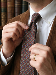 GASTONE 3-Fold Brown Tie in English Printed Challis Wool
