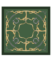 Foulard verde 90x90cm in seta stampata REINS