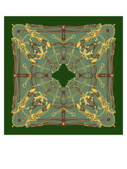 Foulard verde 90x90cm in seta stampata LADY BUGS