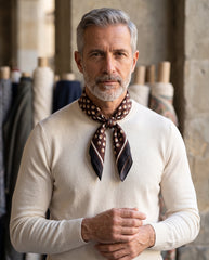 Foulard uomo a pois marrone e nero in seta stampata SMEAGOL