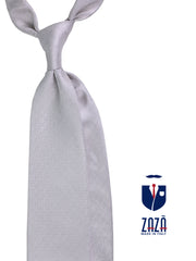 Cravatta 3 pieghe HAPPY in seta jacquard grigio chiaro