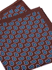 Fazzoletto da taschino marrone XL in seta stampata JEAN