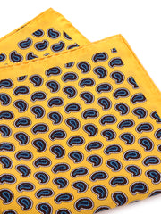 Fazzoletto da taschino giallo XL in seta stampata JEAN