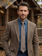 KIKKY 3-Fold Beige Wool/Silk Tie