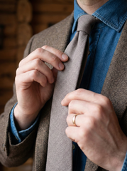 KIKKY 3-Fold Beige Wool/Silk Tie