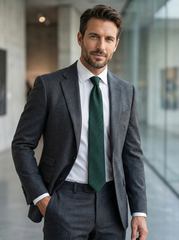 KIKKY 3-Fold Wool/Silk Forest Green Tie