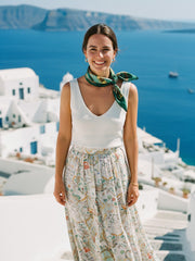 Foulard verde 90x90cm in seta stampata LADY BUGS