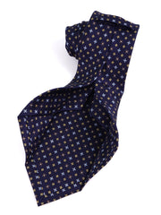 Cravatta 7 Pieghe LEUTUM seta stampata inglese blu scuro