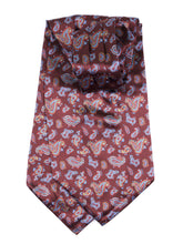 Ascot doppia punta marrone in seta raso stampata LEVIOS