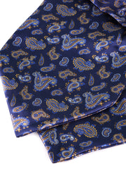 Ascot doppia punta blu in seta raso stampata LEVIOSO