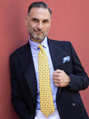 Cravatta gialla 7 pieghe LUDICA in seta lusso stampata inglese