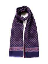 Sciarpa blu navy doppiata in seta\lana stampata MACRON