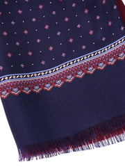 Sciarpa blu navy doppiata in seta\lana stampata MAFFEY