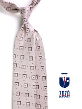 Cravatta 3 pieghe MARSHALL in seta tessuta beige