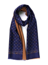 Sciarpa doppiata in seta\lana stampata MOLINO blu