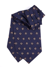 Ascot doppia punta blu scuro in seta stampata NOX