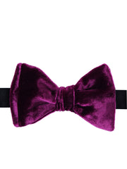Women's burgundy bow tie already knotted in silk and viscose velvet CONRAD