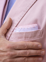 Fazzoletto da taschino in puro lino bianco con ricamo CROCHET in rosa