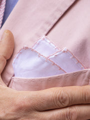 Fazzoletto da taschino in puro lino bianco con ricamo CROCHET in rosa