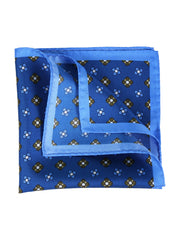 Fazzoletto da taschino blu avion in pura seta stampata ENEA