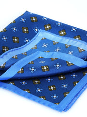 Fazzoletto da taschino blu avion in pura seta stampata ENEA