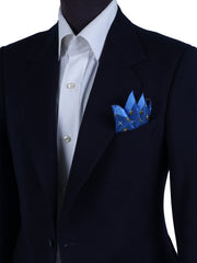 Fazzoletto da taschino blu avion in pura seta stampata ENEA