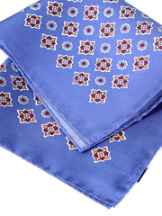 Fazzoletto da taschino blu avion in pura seta stampata HOFFMAN