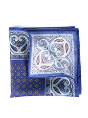 Fazzoletto da taschino blu avion in pura seta stampata GAVINO