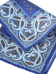 Fazzoletto da taschino blu avion in pura seta stampata GAVINO