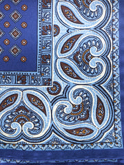 Fazzoletto da taschino blu avion in pura seta stampata GAVINO