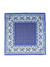 Fazzoletto da taschino blu avion in pura seta stampata GAVINO