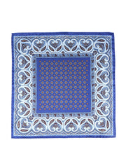 Fazzoletto da taschino blu avion in pura seta stampata GAVINO