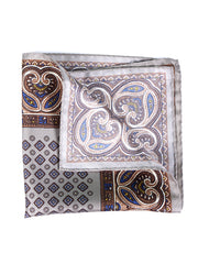 Fazzoletto da taschino beige in pura seta stampata GAVINO