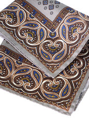 Fazzoletto da taschino beige in pura seta stampata GAVINO