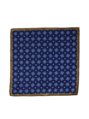 Fazzoletto da taschino blu in pura seta stampata ELIA