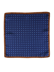 Fazzoletto da taschino blu in pura seta stampata DIEGO