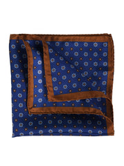 Fazzoletto da taschino blu in pura seta stampata DIEGO