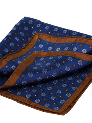 Fazzoletto da taschino blu in pura seta stampata DIEGO