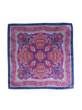 Fazzoletto da taschino blu in pura seta stampata FABIO