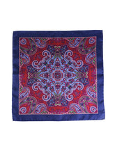 Fazzoletto da taschino blu in pura seta stampata GERARDO