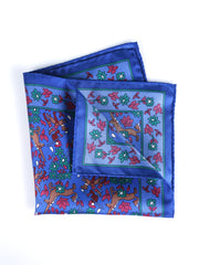 Fazzoletto da taschino bluette in pura seta stampata UNICORNO