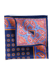 Fazzoletto da taschino blu in pura seta stampata MIMMO