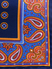 MIMMO blue printed pure silk pocket square