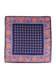 Fazzoletto da taschino blu in pura seta stampata MIMMO