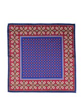 Fazzoletto blu da taschino in pura seta stampata ROSARIO