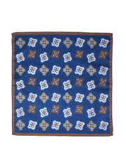 Fazzoletto da taschino blu/marrone in cotone GIANGY