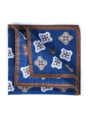 Fazzoletto da taschino blu/marrone in cotone GIANGY