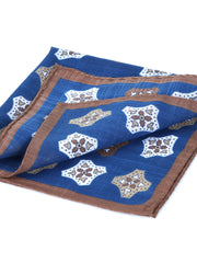 Fazzoletto da taschino blu/marrone in cotone GIANGY
