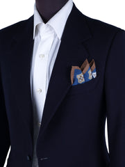 Fazzoletto da taschino blu/marrone in cotone GIANGY